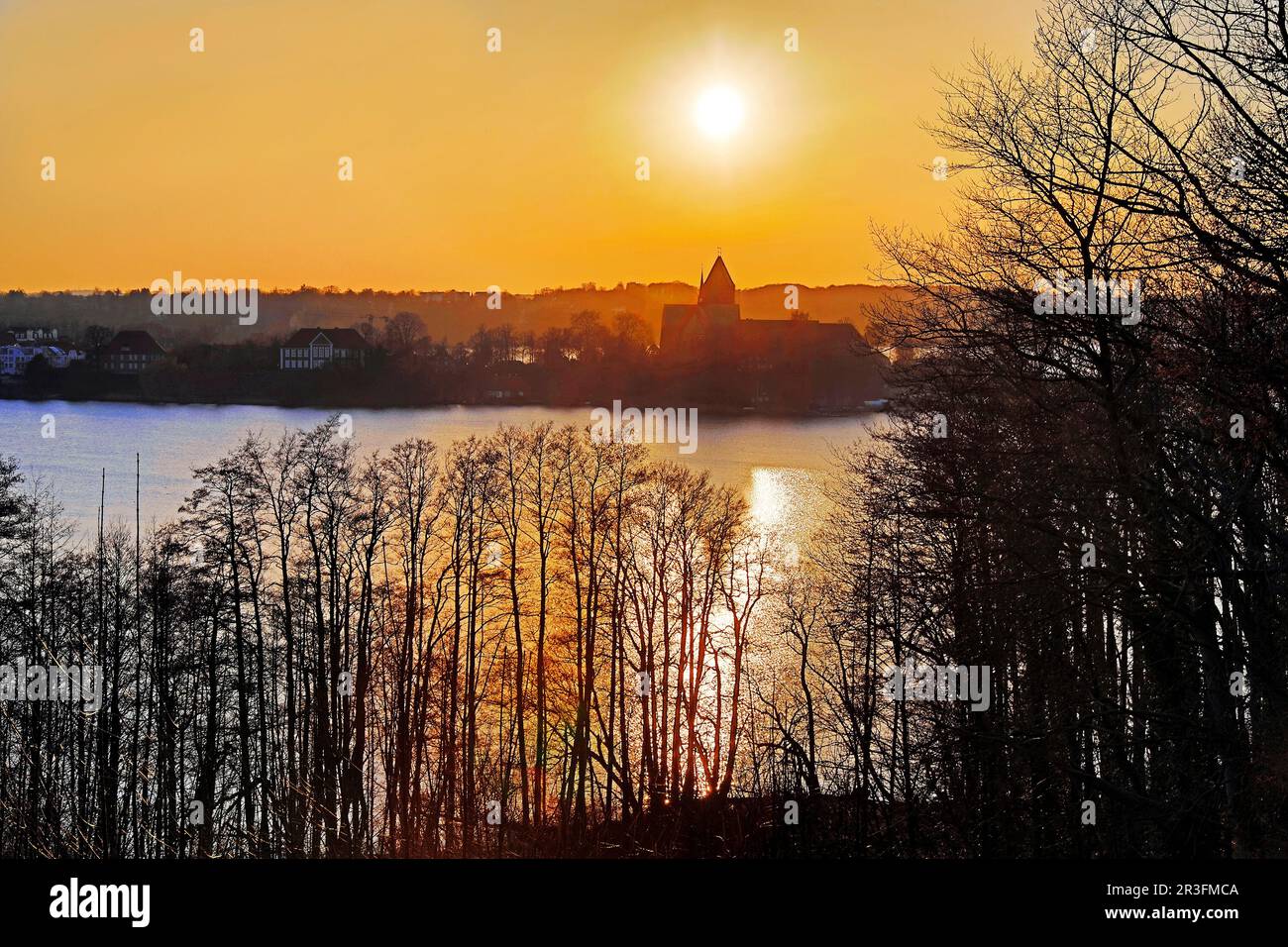 Beautiful view of Ratzeburg with the Domsee and the cathedral, Baek, Germany, Europe Stock Photo