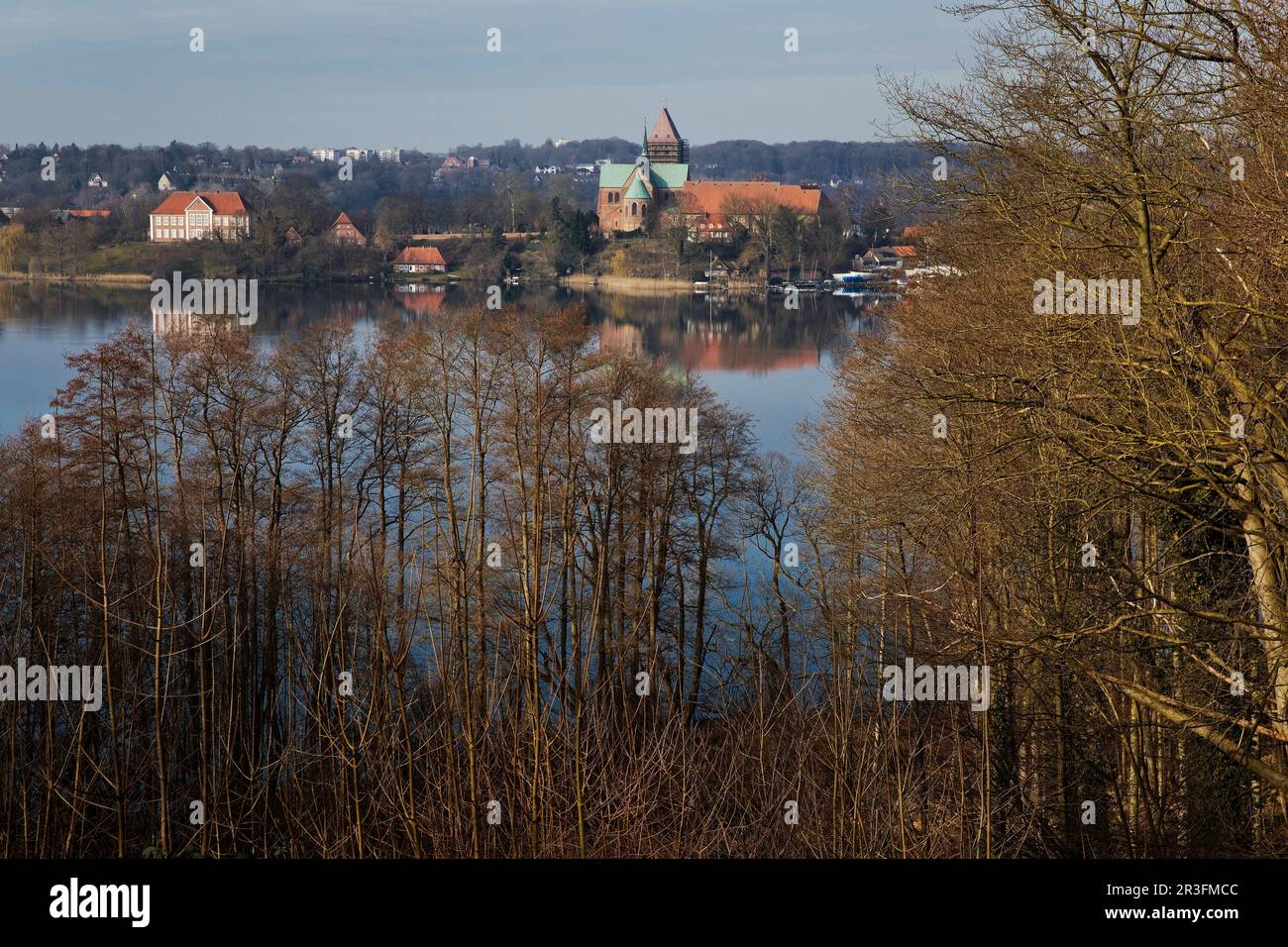Beautiful view of Ratzeburg with the Domsee and the cathedral, Baek, Germany, Europe Stock Photo
