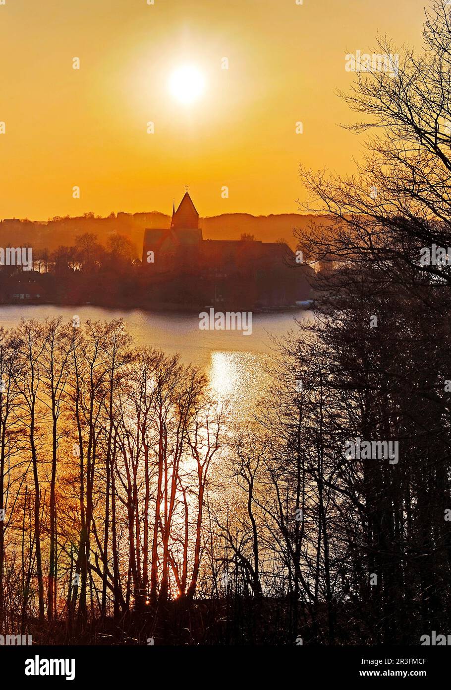 Beautiful view of Ratzeburg with the Domsee and the cathedral, Baek, Germany, Europe Stock Photo