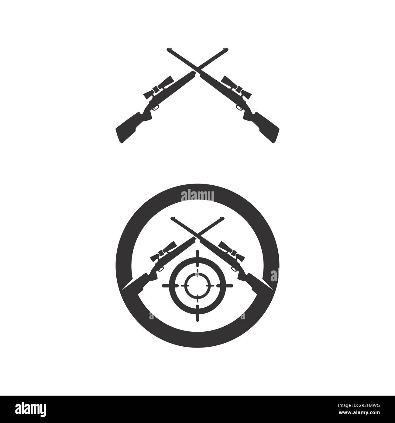 Gun logo and Army soldier sniper shot vector Design Illustration