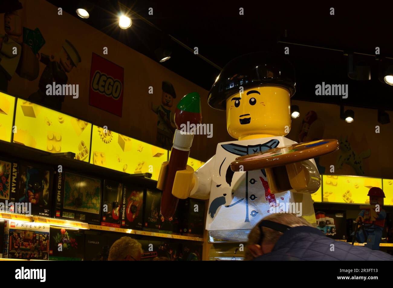AMSTERDAM, NETHERLANDS - SEPTEMBER 10, 2022: Artist figure made with  colorful Lego constructor indoors, space for text Stock Photo - Alamy