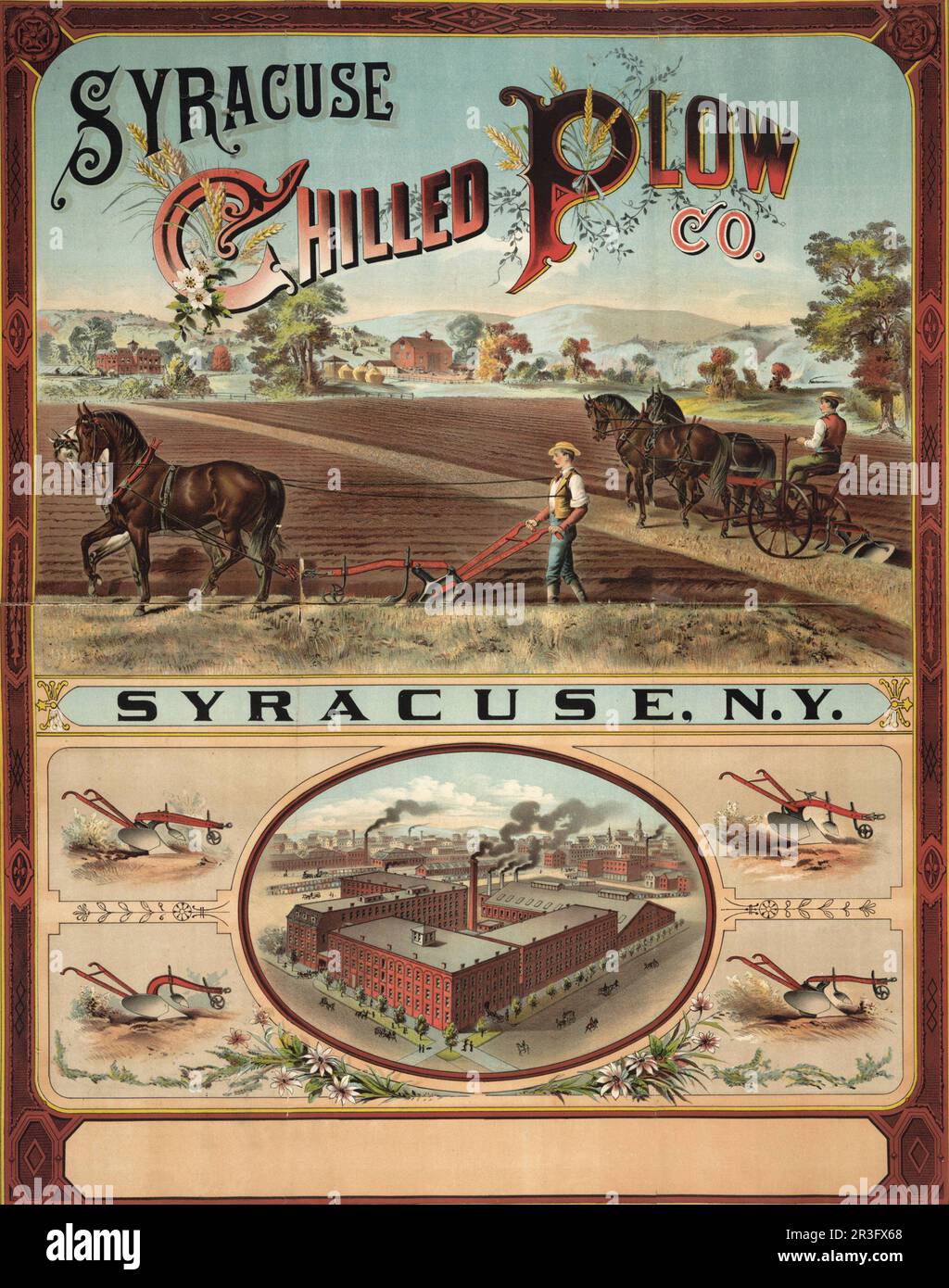 Vintage advertisement for Syracuse Chilled Plow Company. Stock Photo