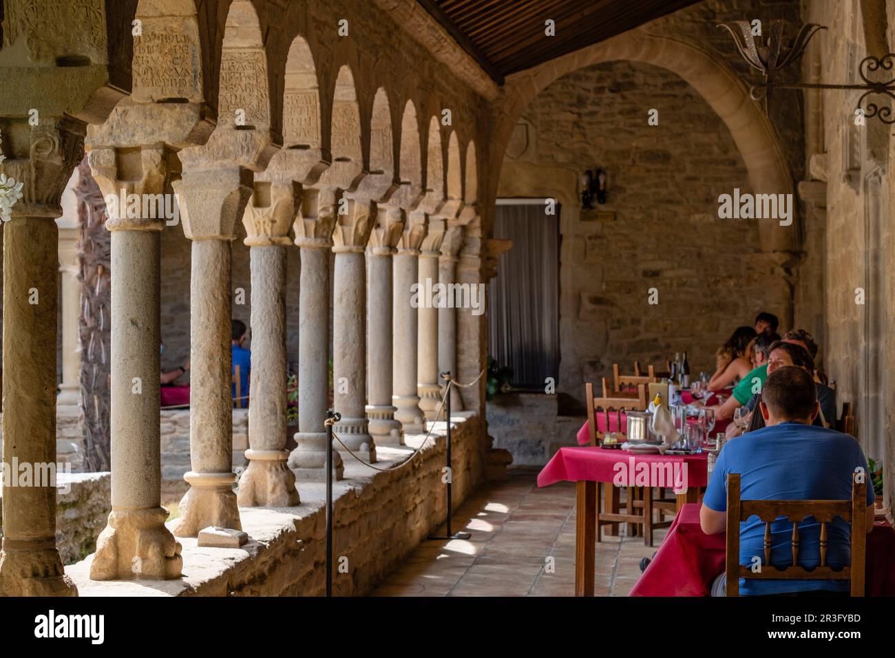 cloister of the former cathedral of San Vicente, Roda de Isábena, Isábena Valley, Huesca, Spain. Stock Photo