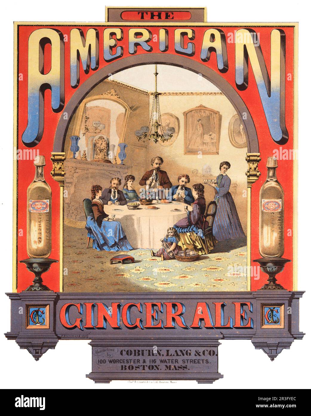 Vintage advertisement for Coburn, Lang & Company ginger ale. Stock Photo