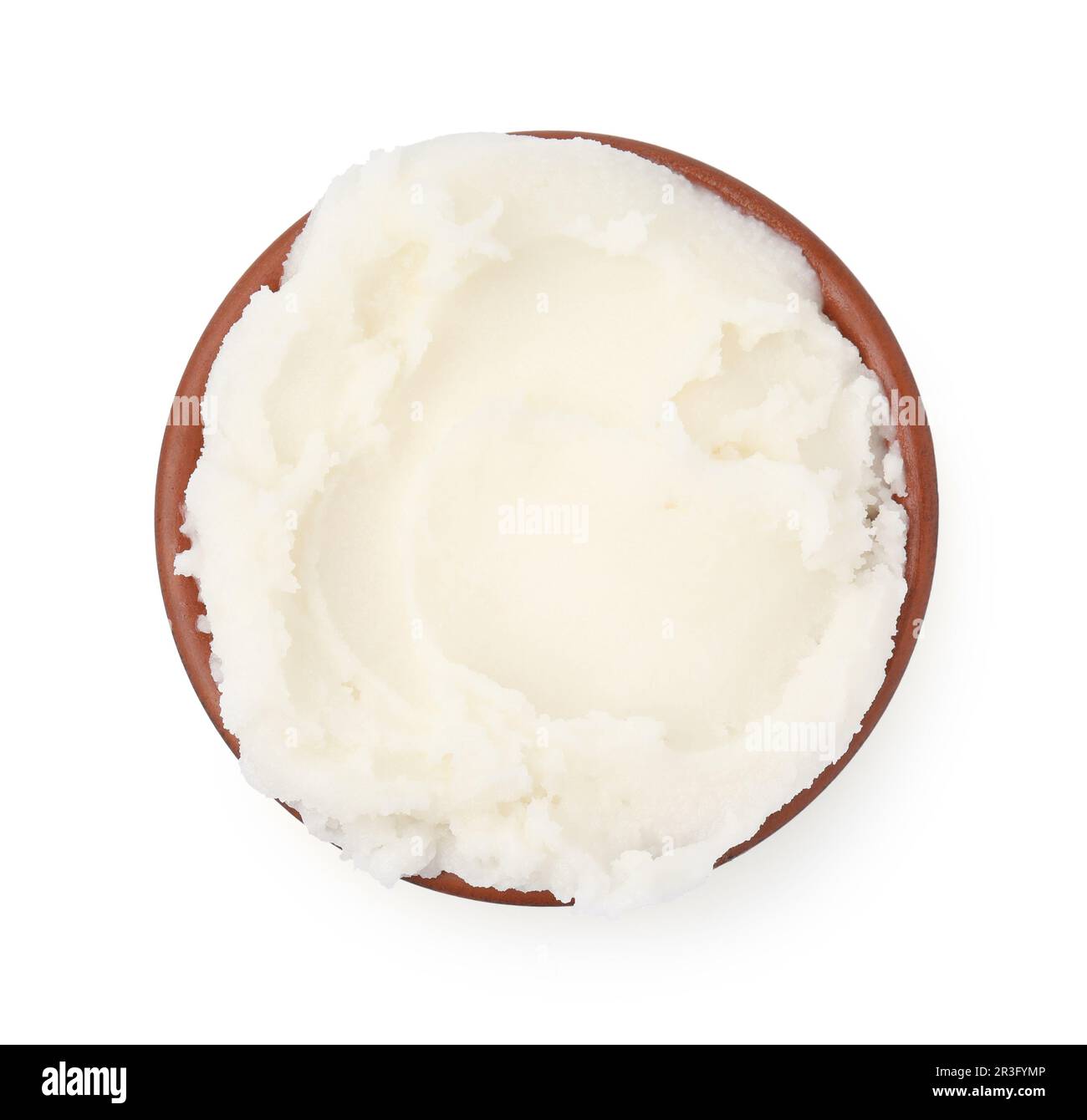 Delicious pork lard in bowl isolated on white, top view Stock Photo Alamy