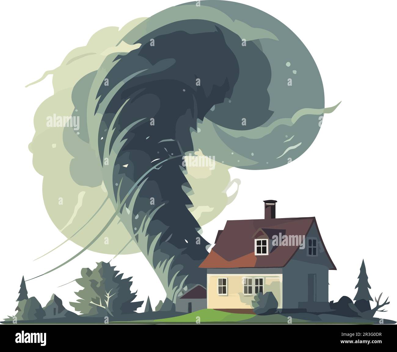 tornado with spiral twists destroys house Stock Vector Image & Art - Alamy