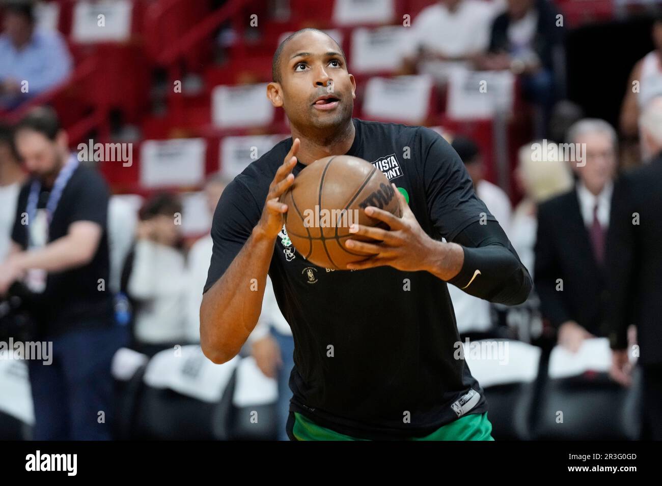 Boston Celtics center Al Horford (42) warms up before Game 4 of the NBA
