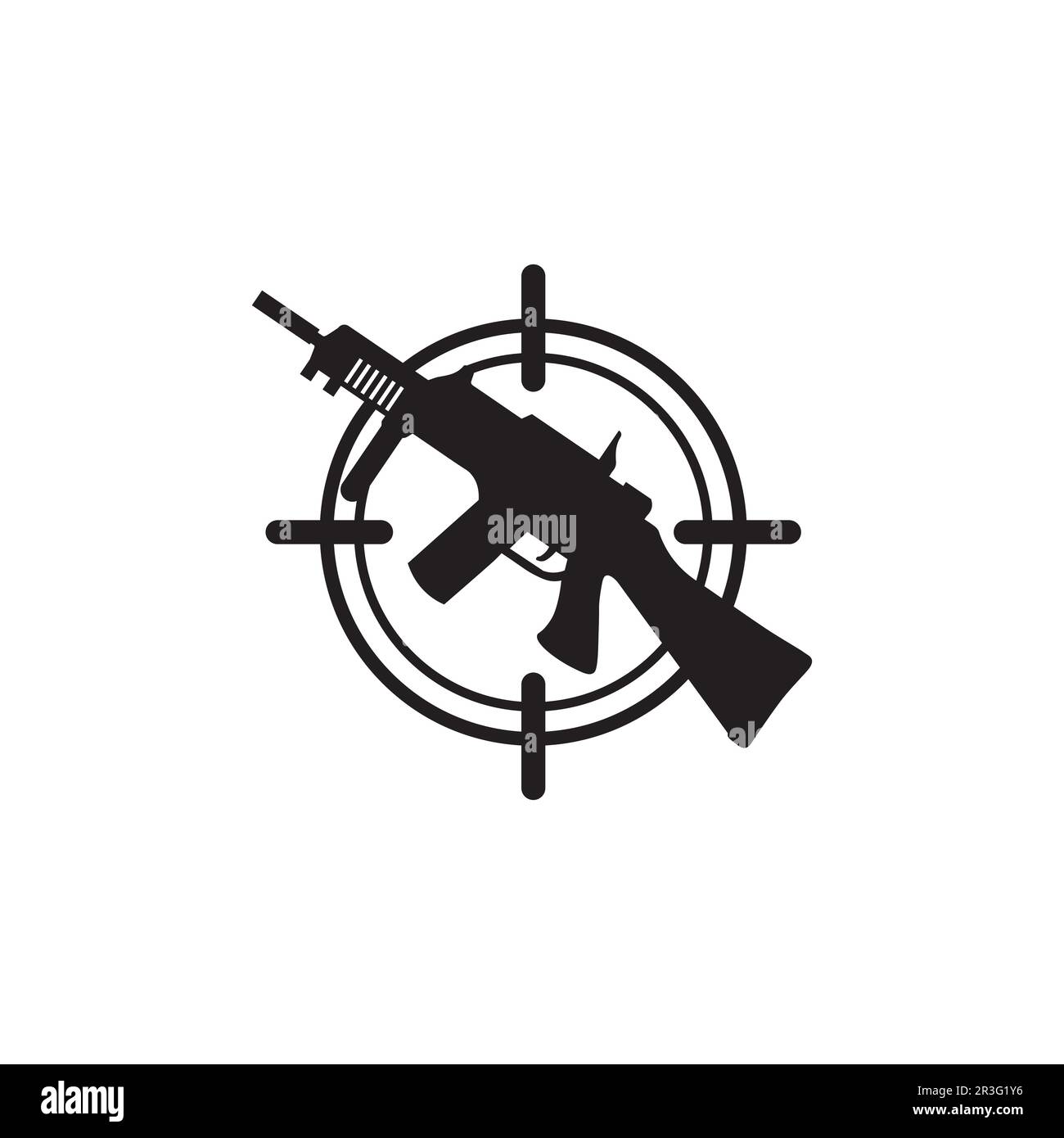 Gun logo and Army soldier sniper shot vector Design Illustration