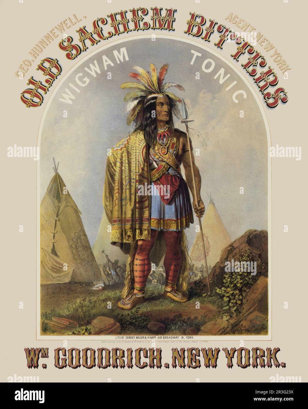 Vintage advertisement for Old Sachem Bitters Wigwam Tonic Stock Photo