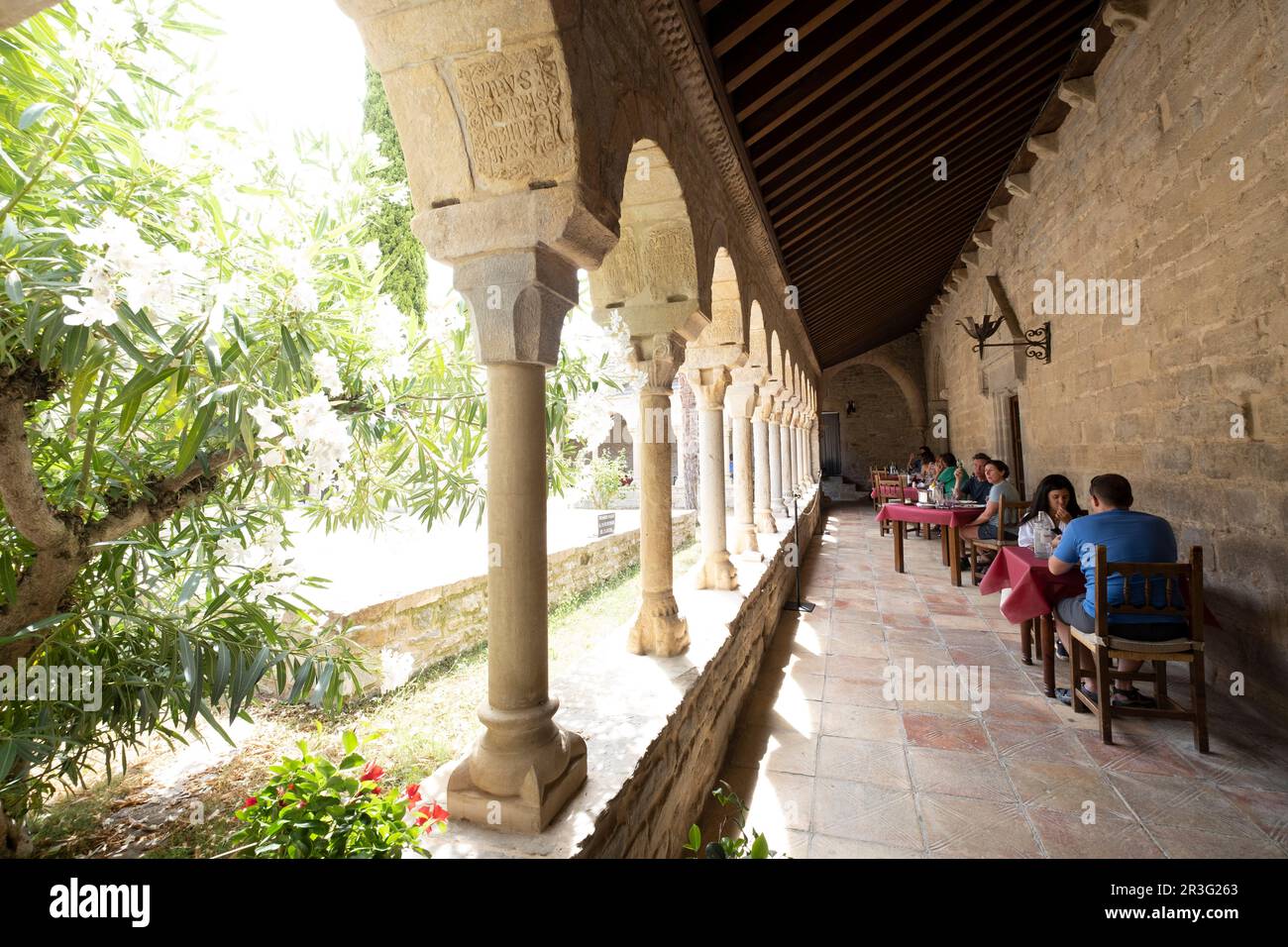 cloister of the former cathedral of San Vicente, Roda de Isábena, Isábena Valley, Huesca, Spain. Stock Photo