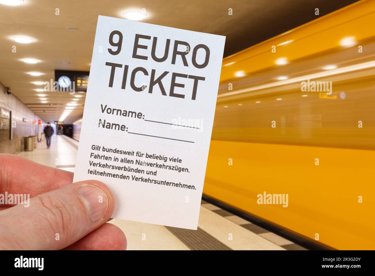 9 euro ticket 9 euro ticket with metro subway photo montage in Berlin,  Germany Stock Photo - Alamy