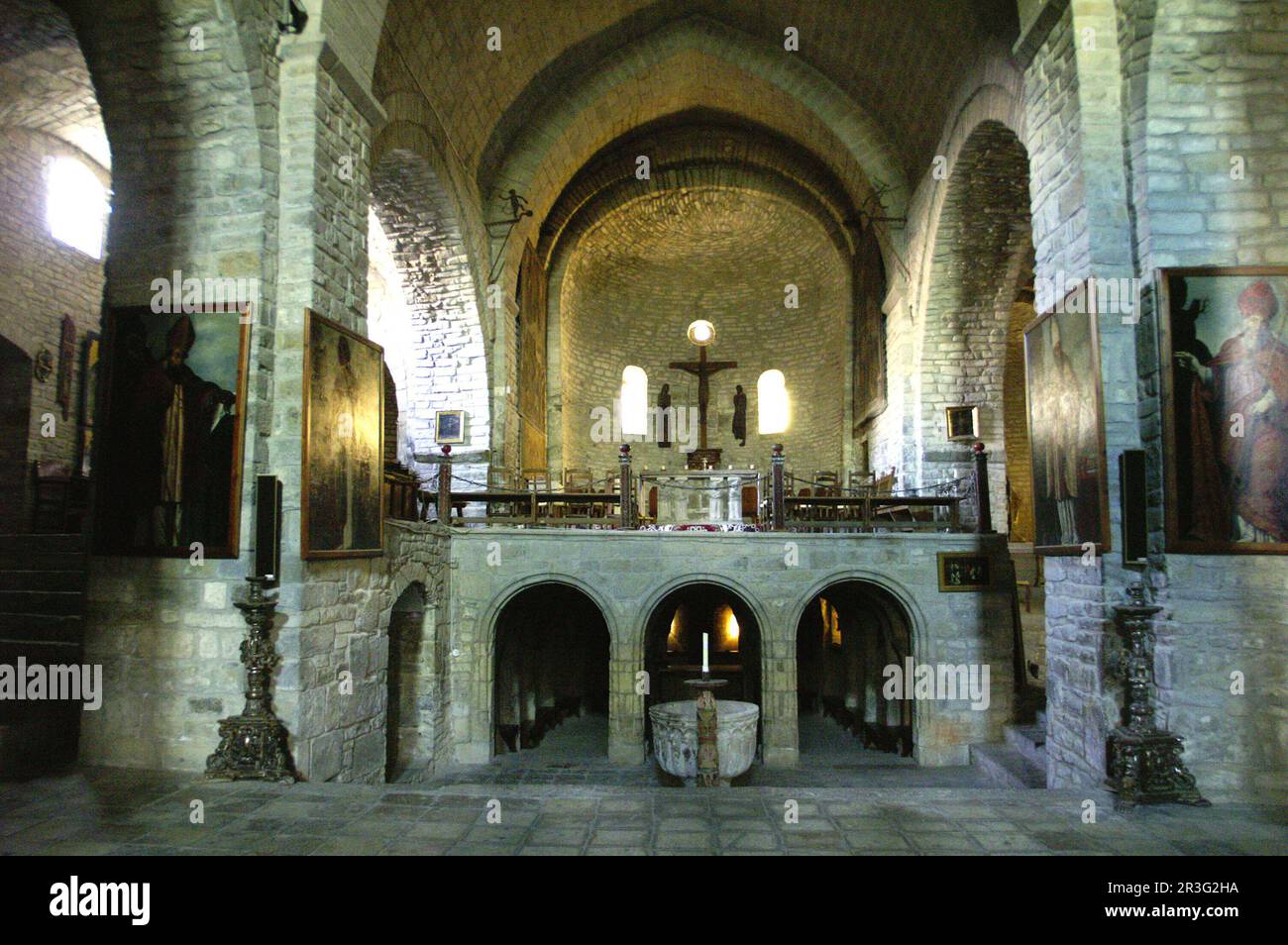 Catedral romanica de San Vicente.Roda de Isabena.(Romanico s.X) Valle de Isábena.Pirineo Aragones.Huesca.España. Stock Photo