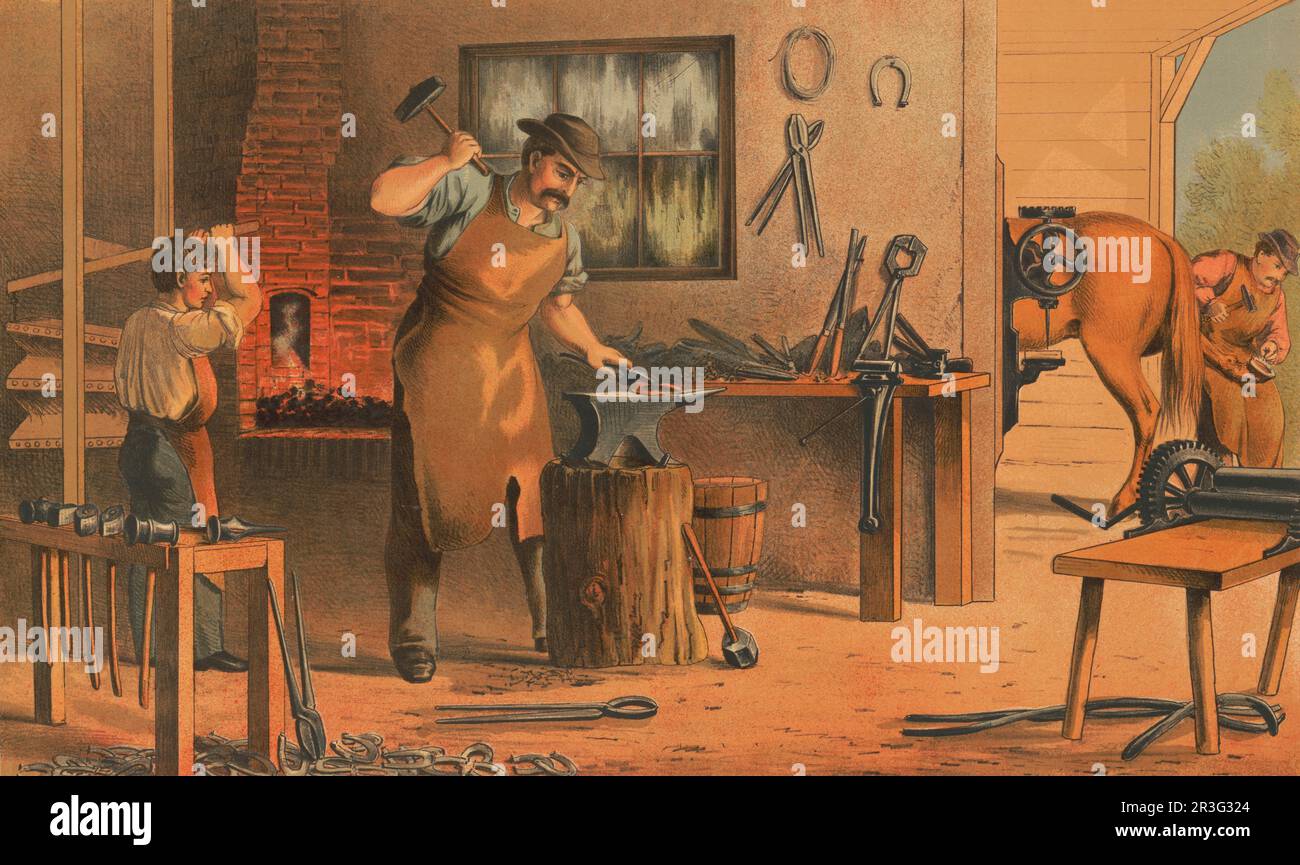 Prang's aids for object teaching, blacksmith. Stock Photo