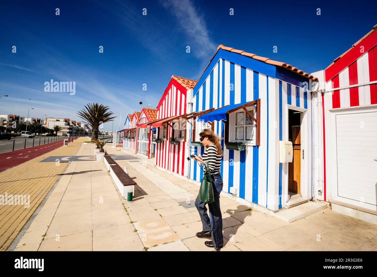 casas de colores,Costa Nova, Beira Litoral, Portugal, europa. Stock Photo