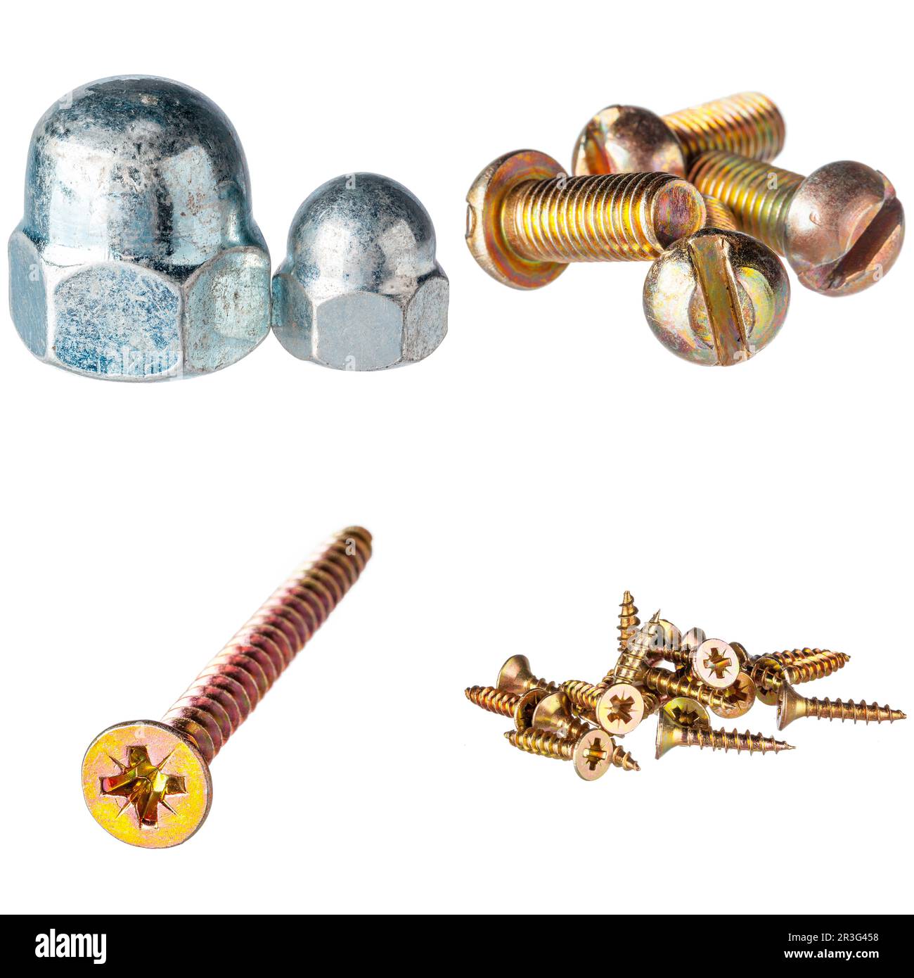 Screw heads, nuts, rivets isolated on white Stock Photo Alamy