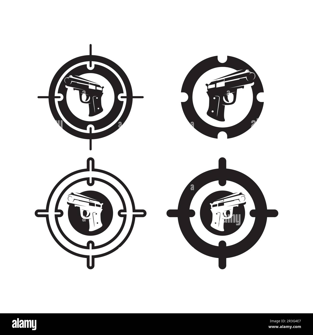 Gun logo and Army soldier sniper shot vector Design Illustration military shot revolver Stock Vector