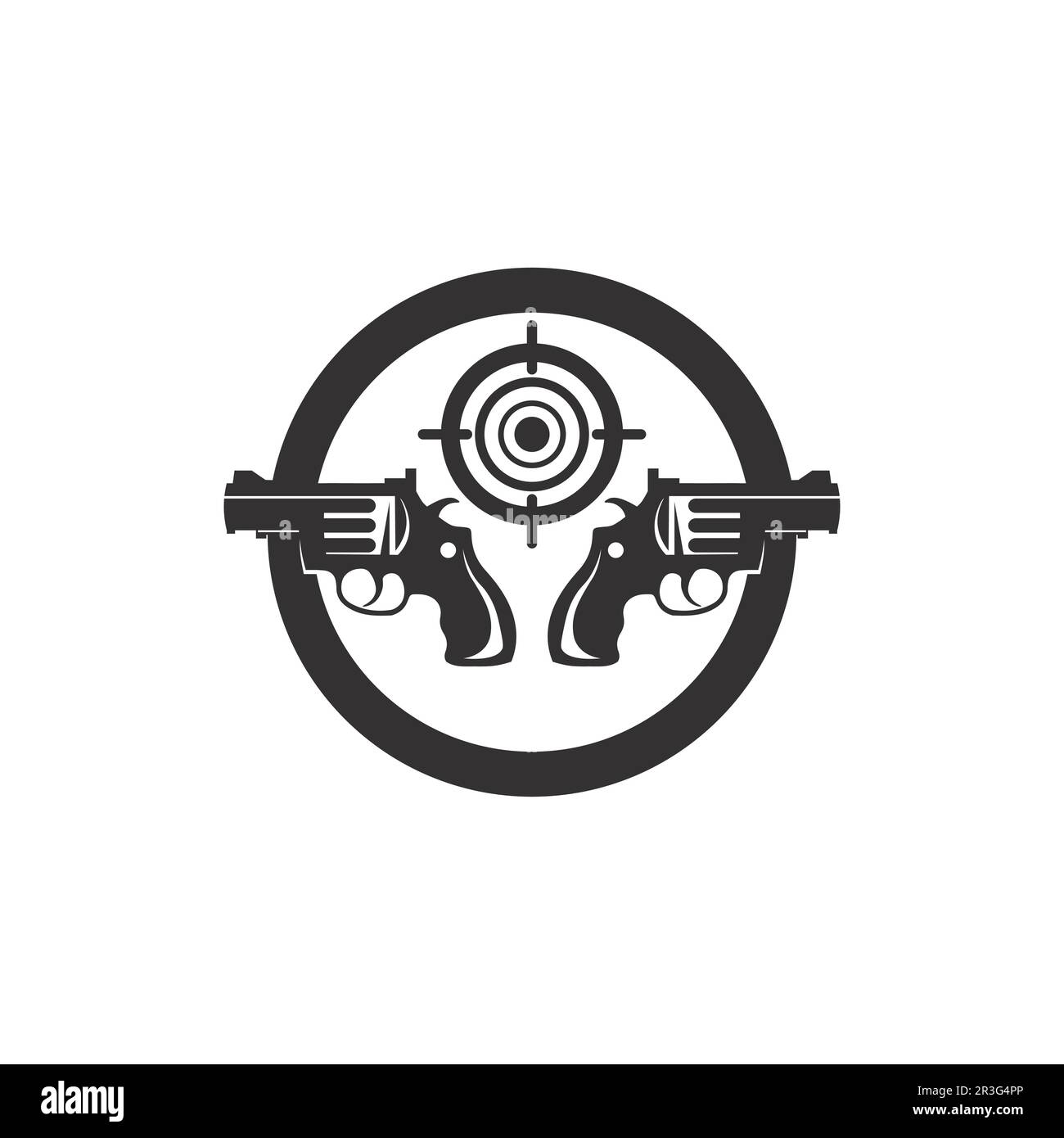 Gun logo and Army soldier sniper shot vector Design Illustration military shot revolver Stock Vector