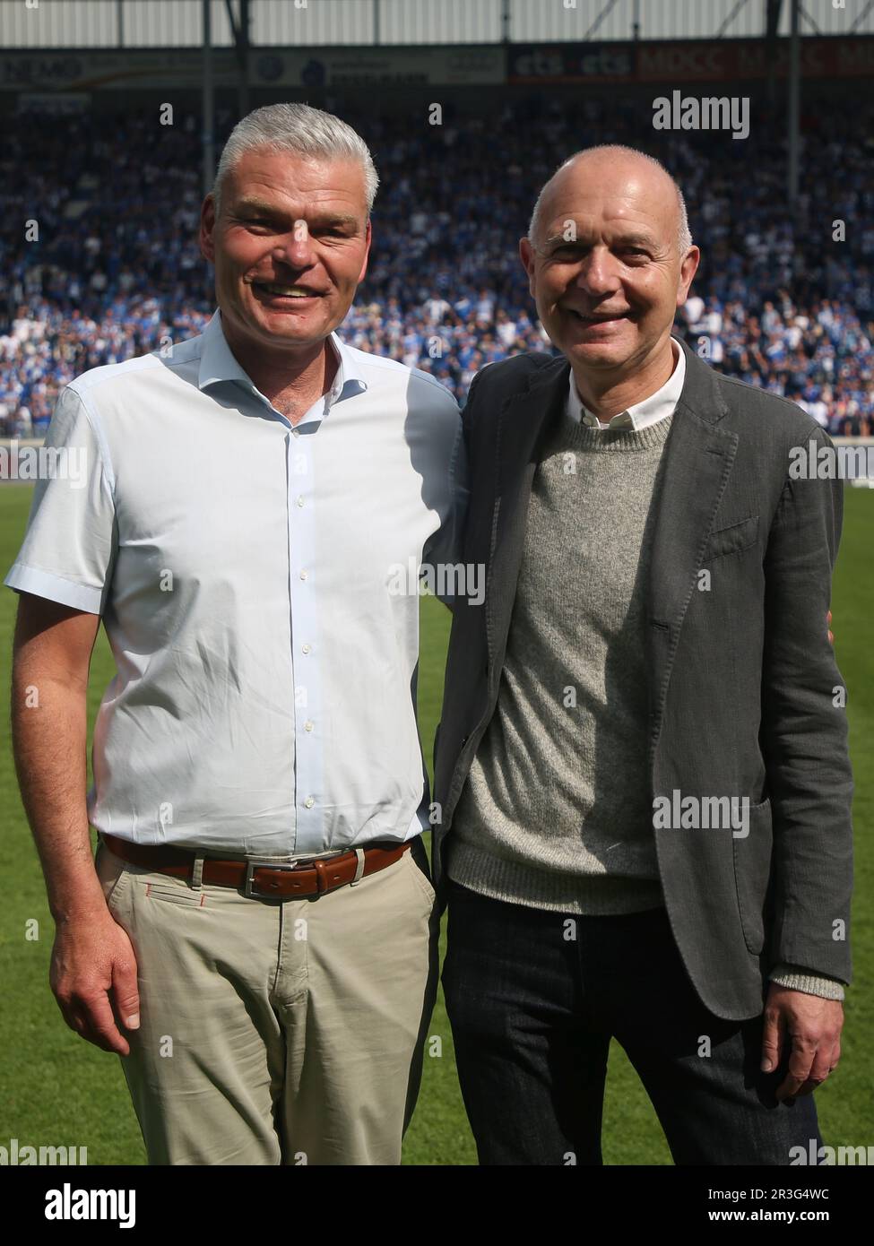 FSA President Holger Stahlknecht and DFB President Bernd Neuendorf DFB 3.Liga soccer season 2021-2022 37.matchday 1. FC Magdebur Stock Photo