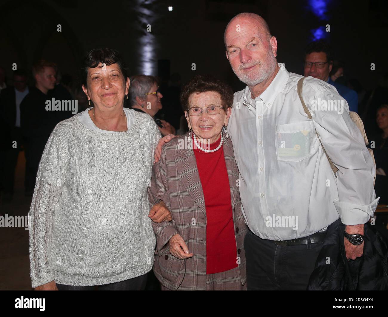 Contemporary witness Batsheva Dagan with son Amir and daughter-in-law Batia at the festive concert Jewish Culture Days Saxony-An Stock Photo