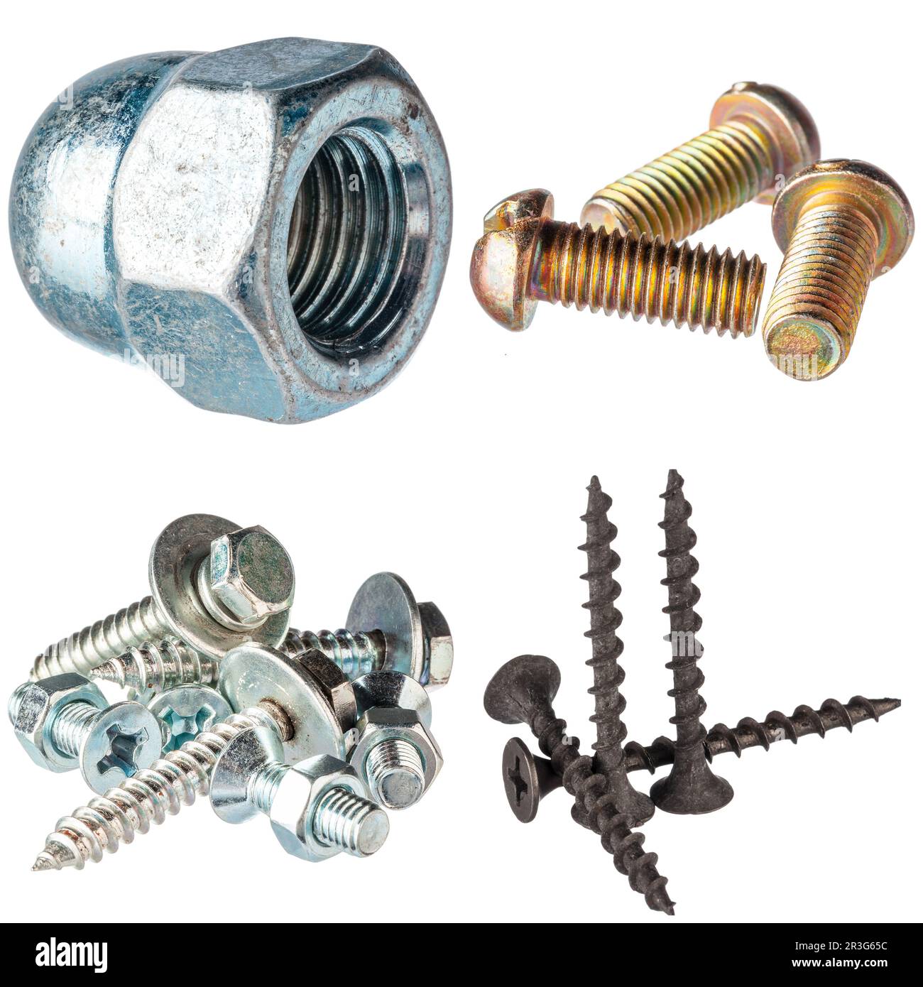 Screw heads, nuts, rivets isolated on white Stock Photo Alamy
