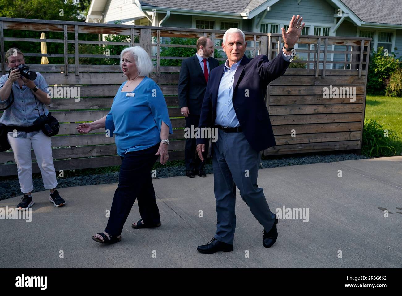 Former Vice President Mike Pence arrives at a meet and greet, Tuesday ...