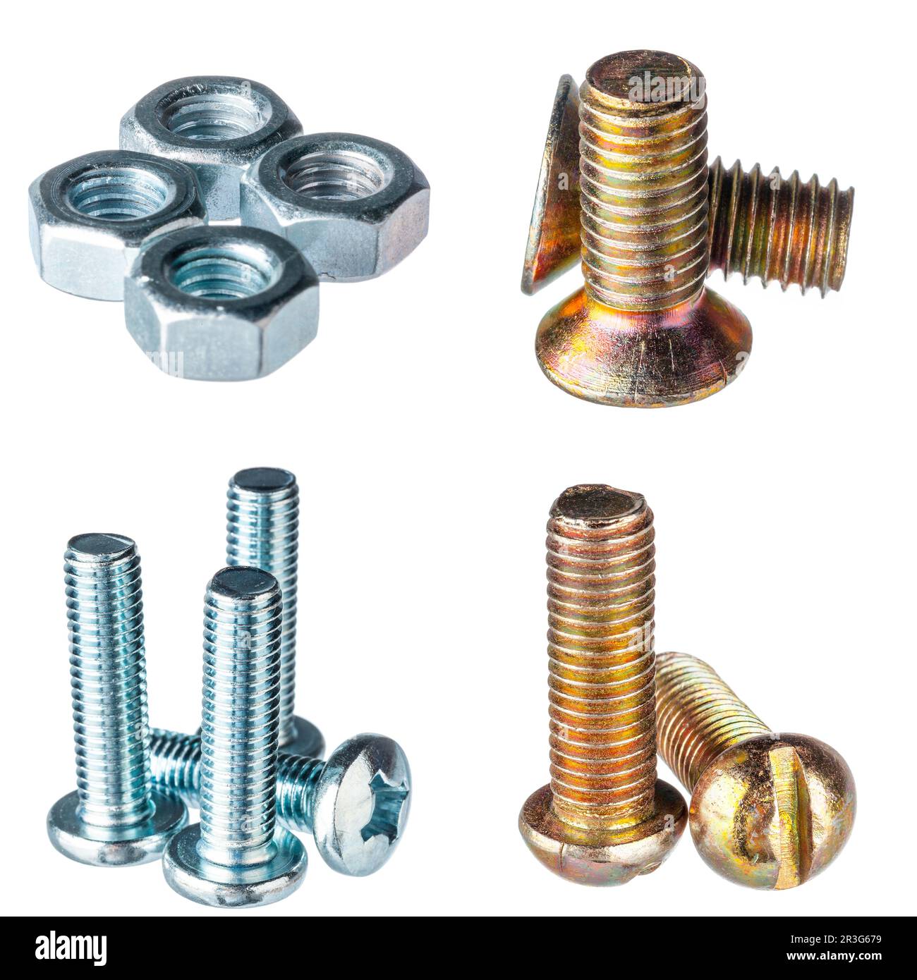Screw heads, nuts, rivets isolated on white Stock Photo Alamy