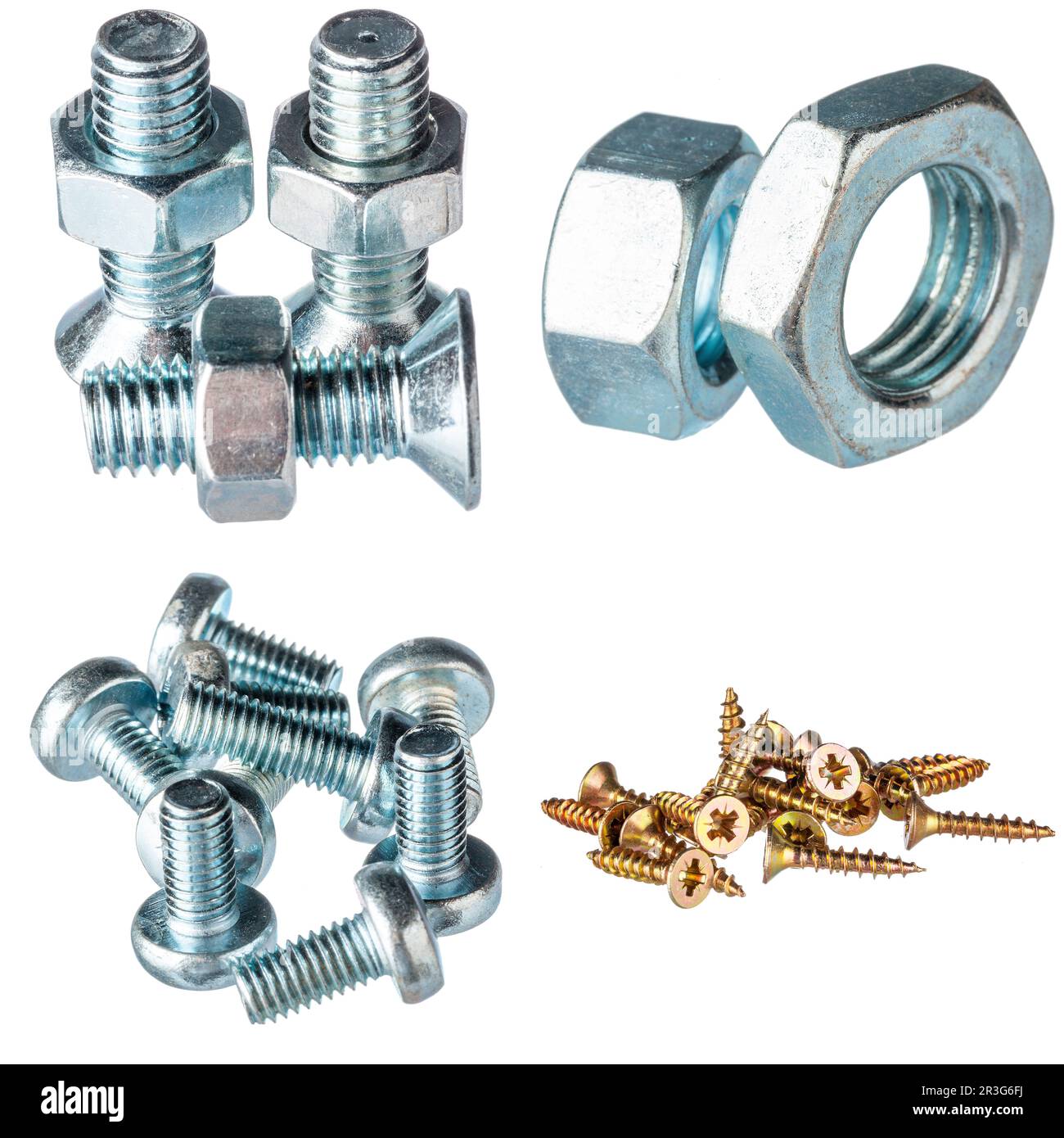 Various Screws and nuts, flat lay, top view, isolated Stock Photo Alamy
