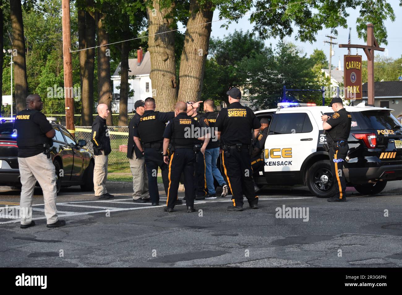 Several police officers from the Bergen County Sheriff's Office and the