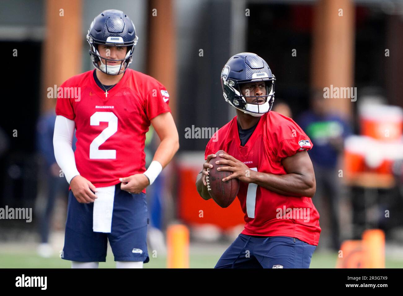 Seattle Seahawks quarterback Geno Smith (7) prepares to make a throw as ...