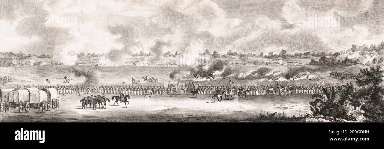 May 8, 1846 - American forces in formation at the Battle of Palo Alto. Stock Photo