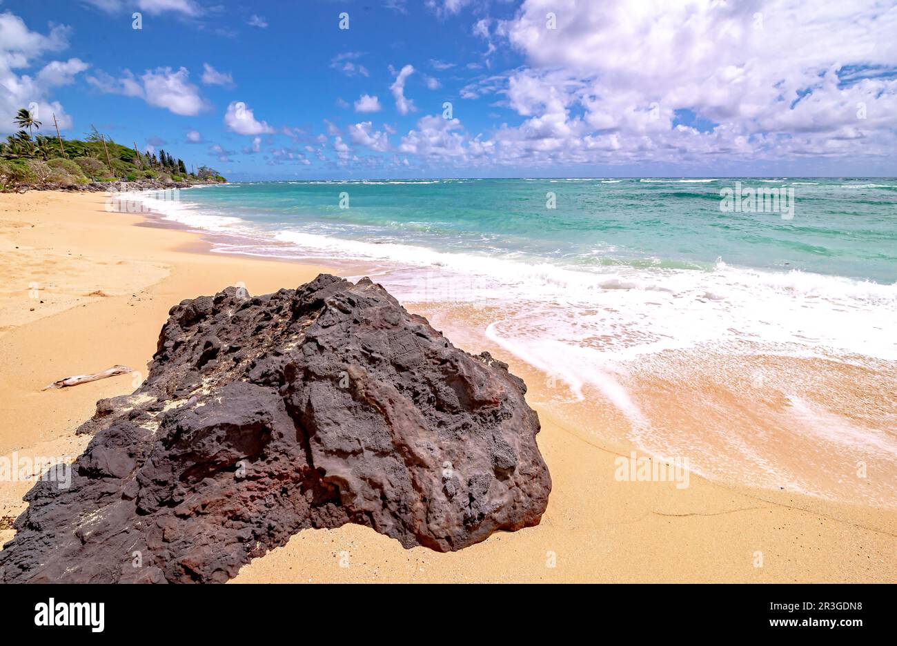Ocean beach and pscenic views at Kualoa, Oahu, Hawaii Stock Photo