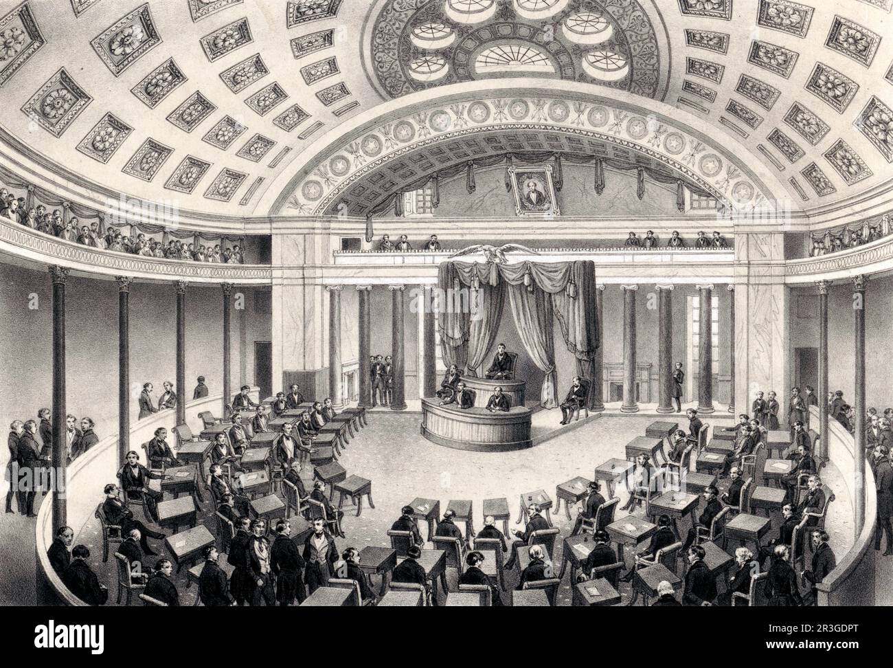 Senate chamber, Washington D.C., circa 1850. Stock Photo