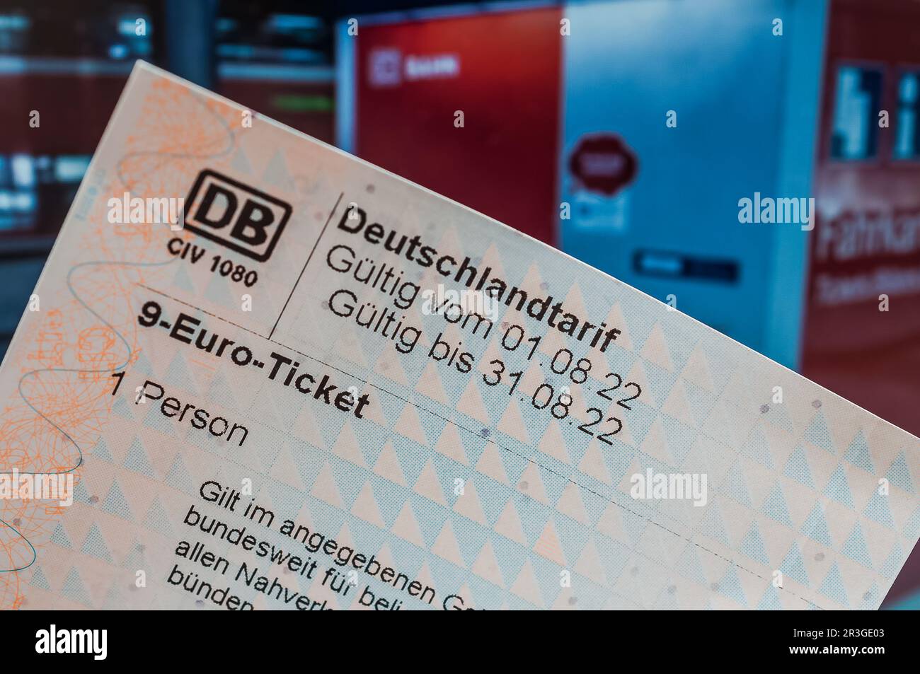 Nine 9 Euro Bahn Ticket Ticket for public transport in Germany Stock Photo Alamy