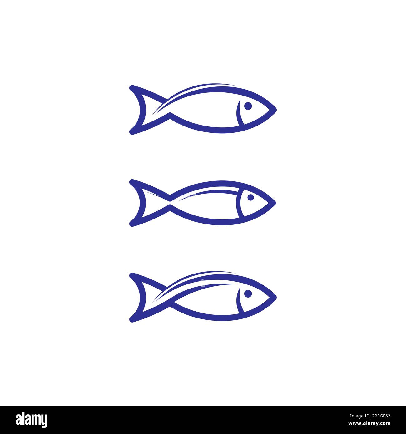 fish icons showing aquatic and animals logo tails and gills Stock