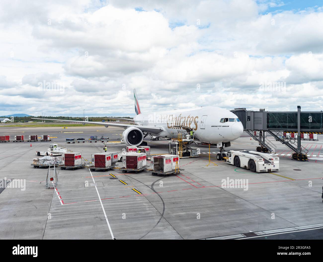 Gardermoen, Norway August 22, 2022 Emirates Boeing 777300ER at a