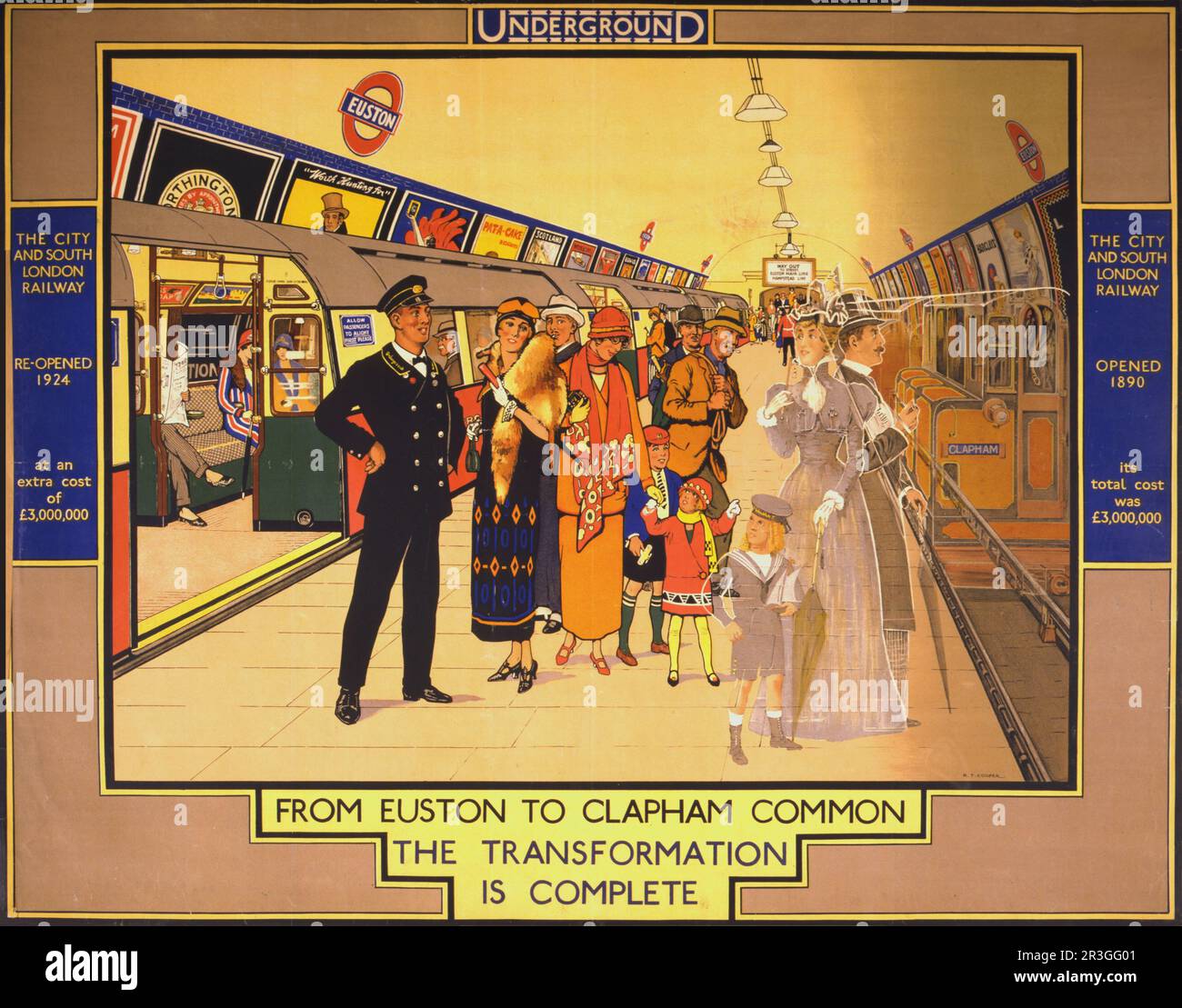 Vintage advertising poster for London Underground subway transportation, circa 1924. Stock Photo