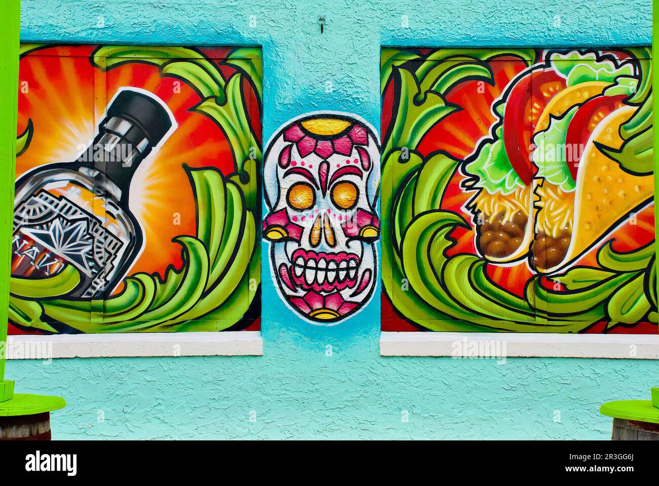 Cocoa, Florida, USA May 21, 2023 Vibrant paintings cover the outside