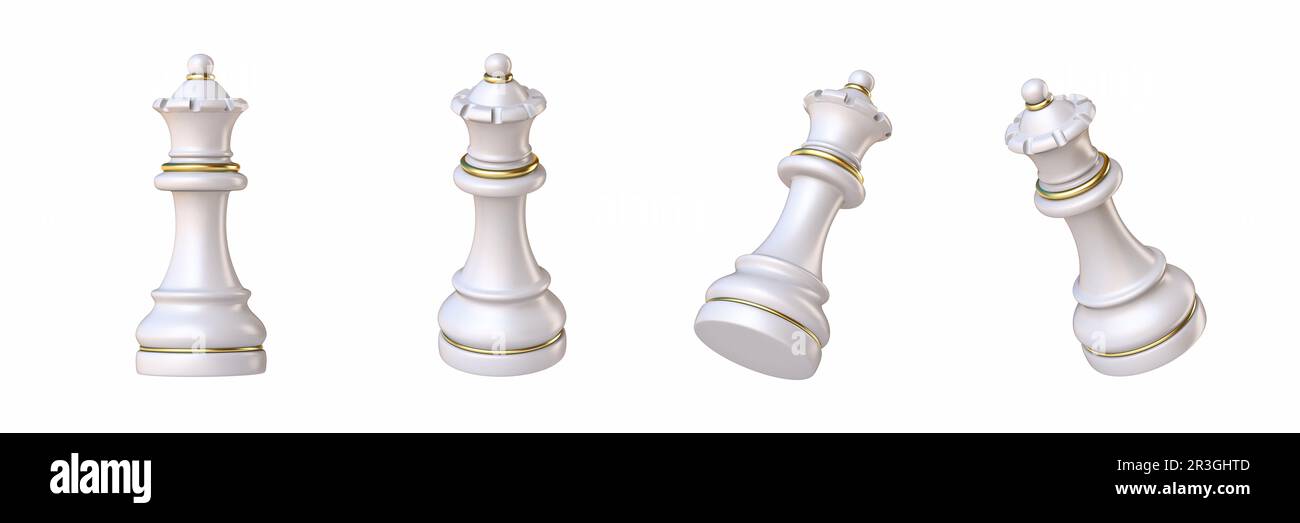 White Chess Queen In Four Different Angled Views 3D Stock Photo Alamy
