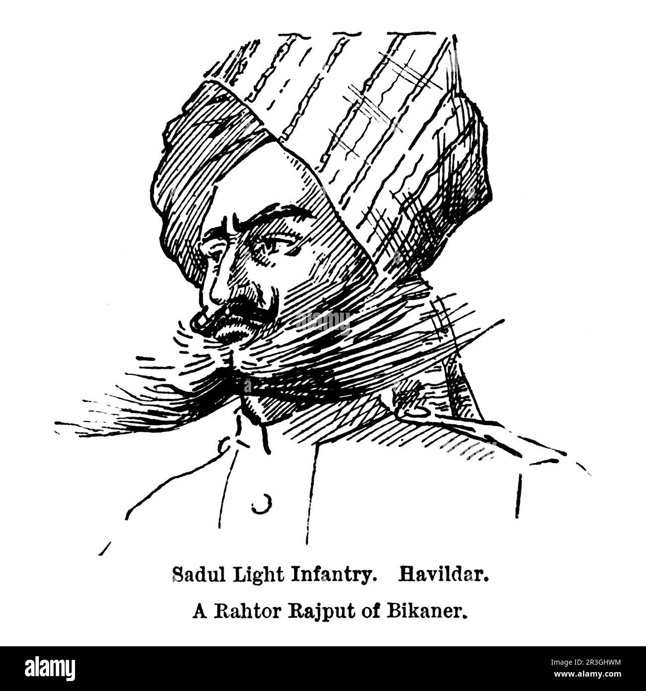 Sadul Light Infantry. Havildar. A Rahtor Rajput of Bikaner Sketch by Major Alfred Crowdy Lovett, (1862-1919) from the book ' The armies of India ' by Major George Fletcher MacMunn, (1869-1952) Publication date 1911 Publisher London, Adam and Charles Black Stock Photo