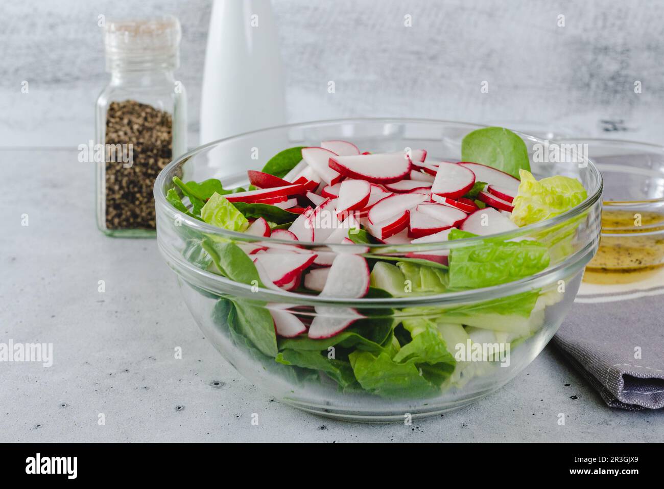 Salad in glass jar stock image. Image of lettuce, mixed - 50992379