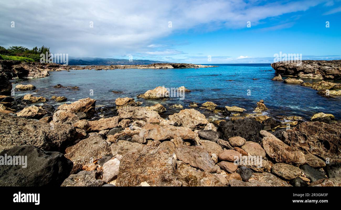 Waialua Bay in North Shore Oahu, Hawaii Stock Photo