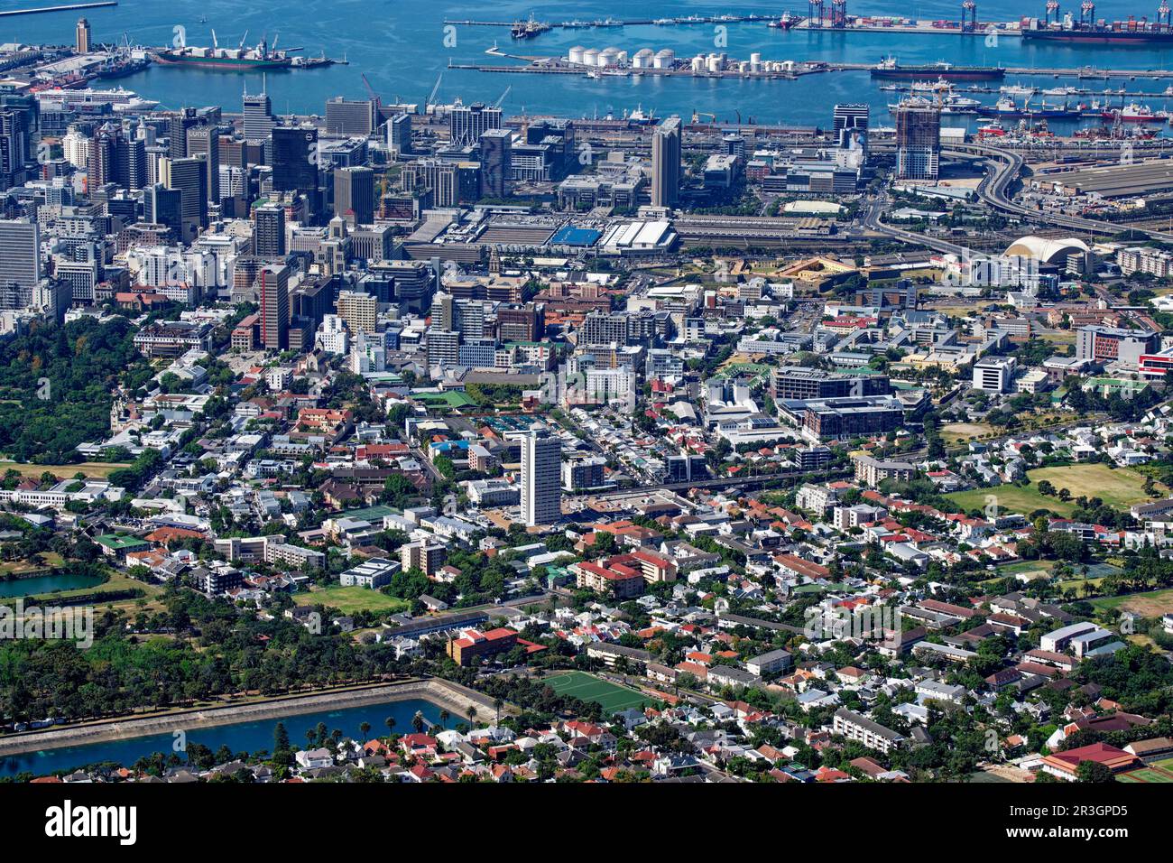 View of Cape Town from top of Table Mountain, South Africa Stock Photo