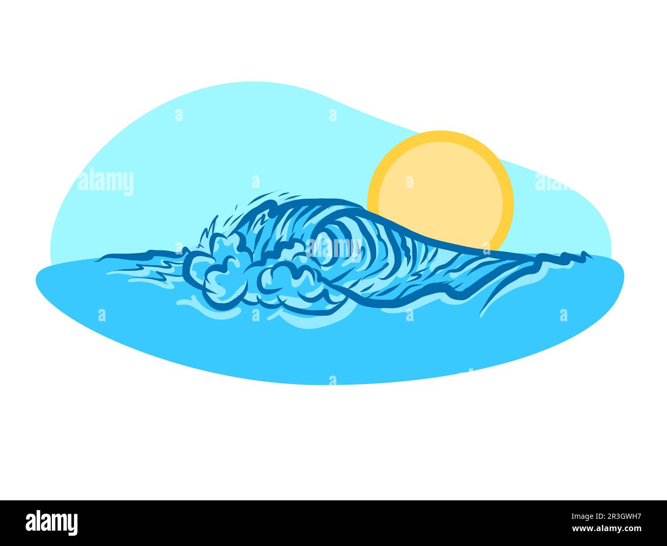 Big wave with sunset, vector illustration Stock Photo Alamy