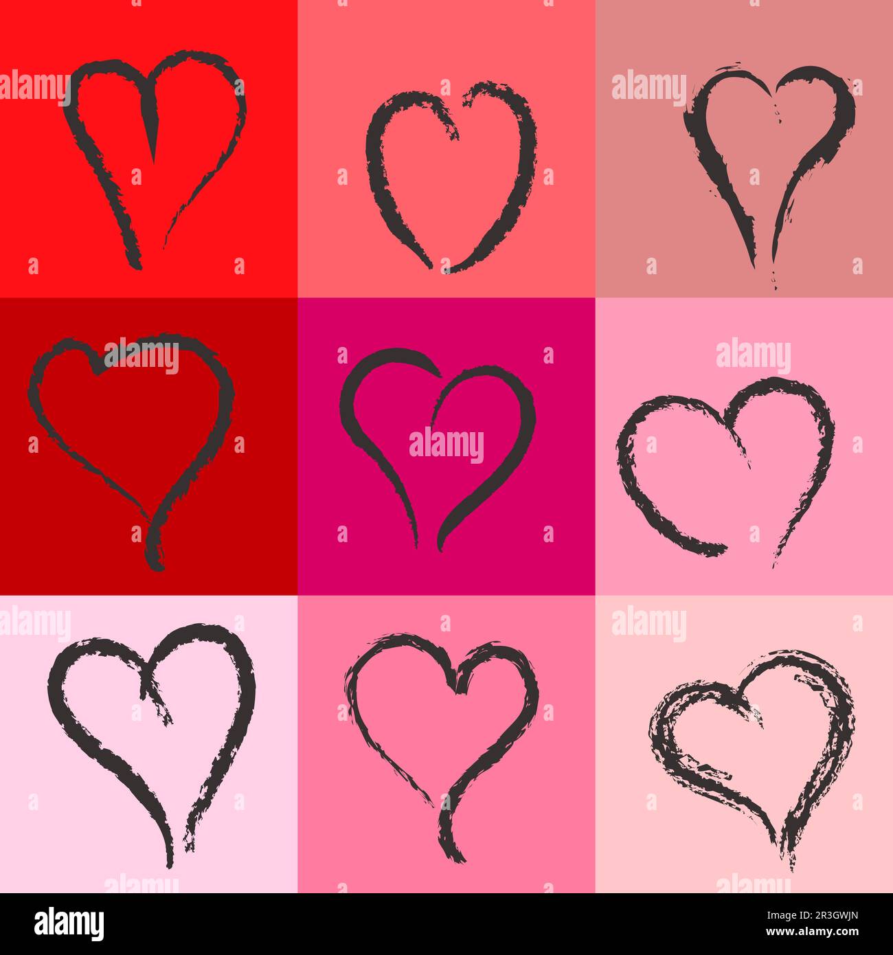 Set of hand drawn heart shape, Valentines Day concept icons, vector ...