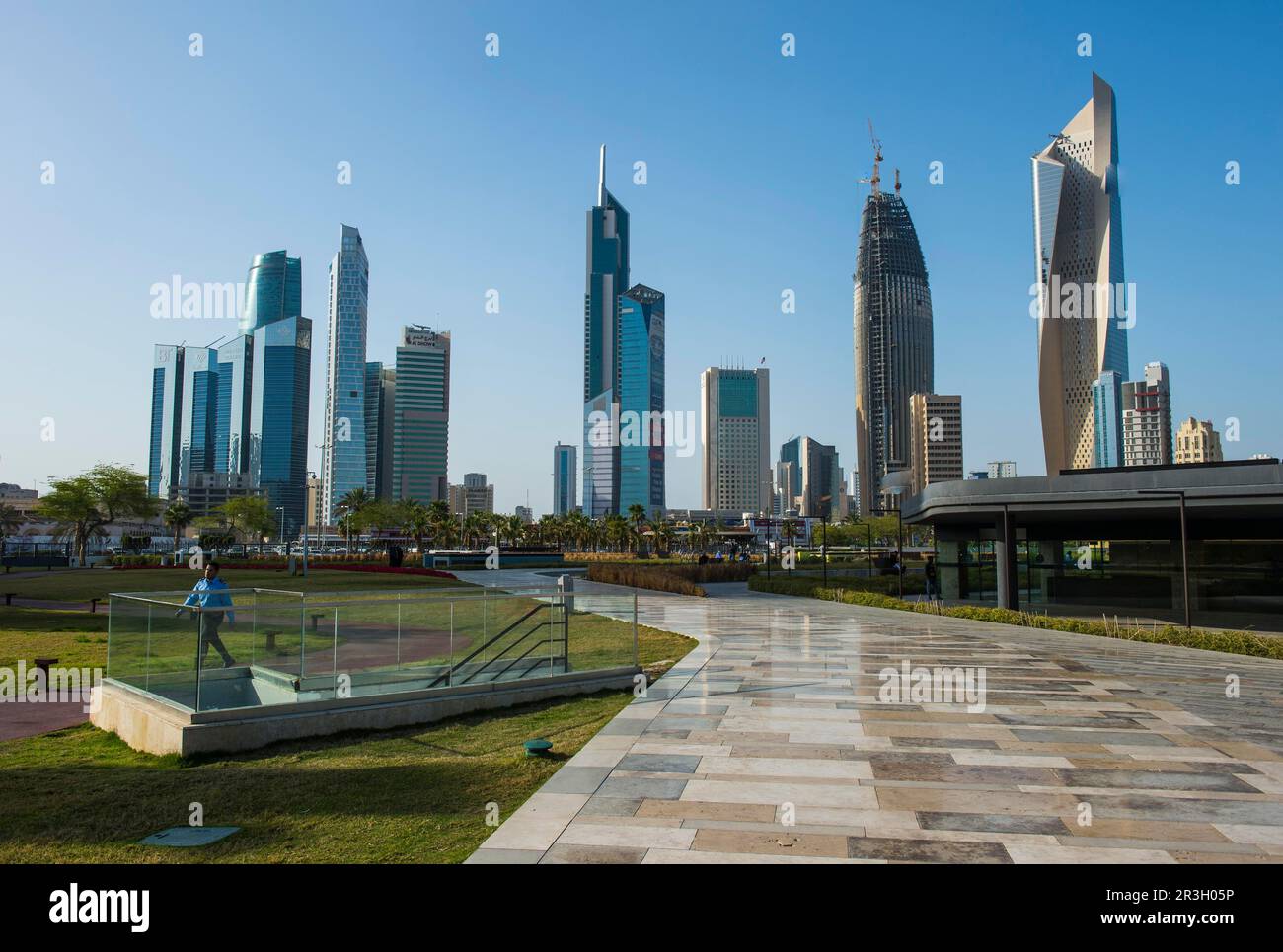 The skyline of Kuwait city and Al Shaheed Park, Kuwait City, Kuwait