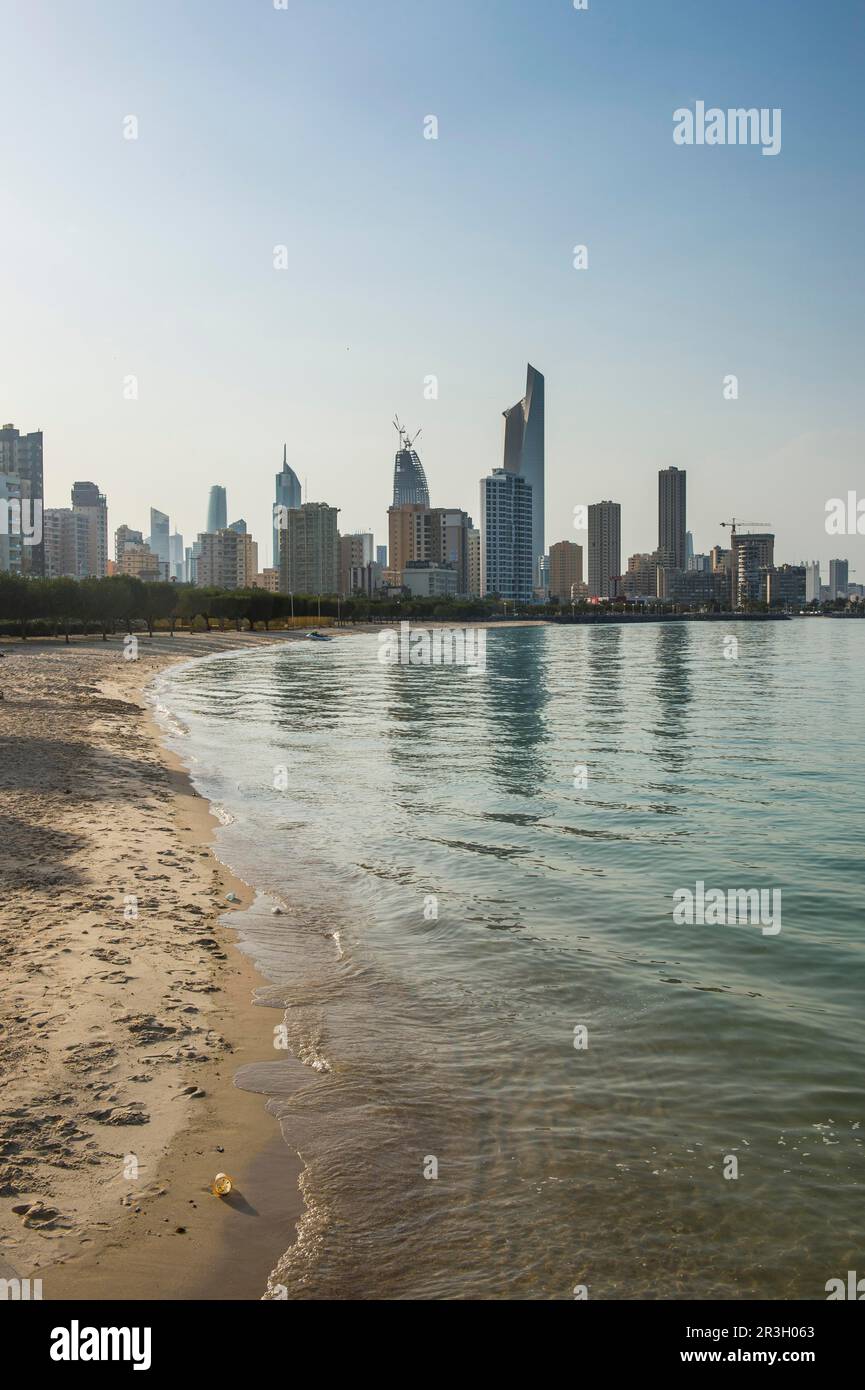 The skyline of Kuwait City at sunset, Kuwait Stock Photo - Alamy