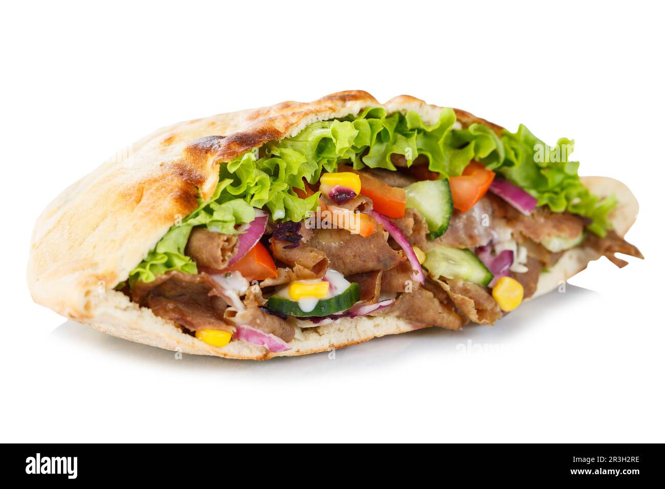 Doner kebab doner kebap fast food food in pita bread isolated on a