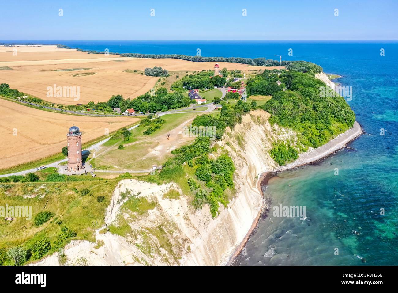 Aerial view of Cape Arkona on the island of RÃ¼gen on the Baltic Sea ...