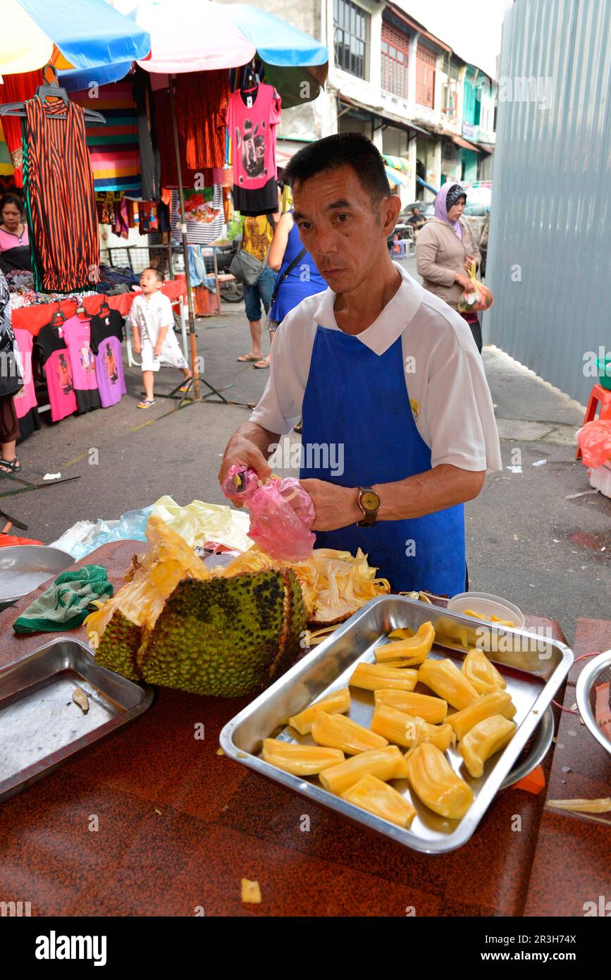 Jackfruit tree (Artocarpus heterophyllus), sale, weekly market market, Chinatown, Georgetown, Penang, Malaysia Stock Photo