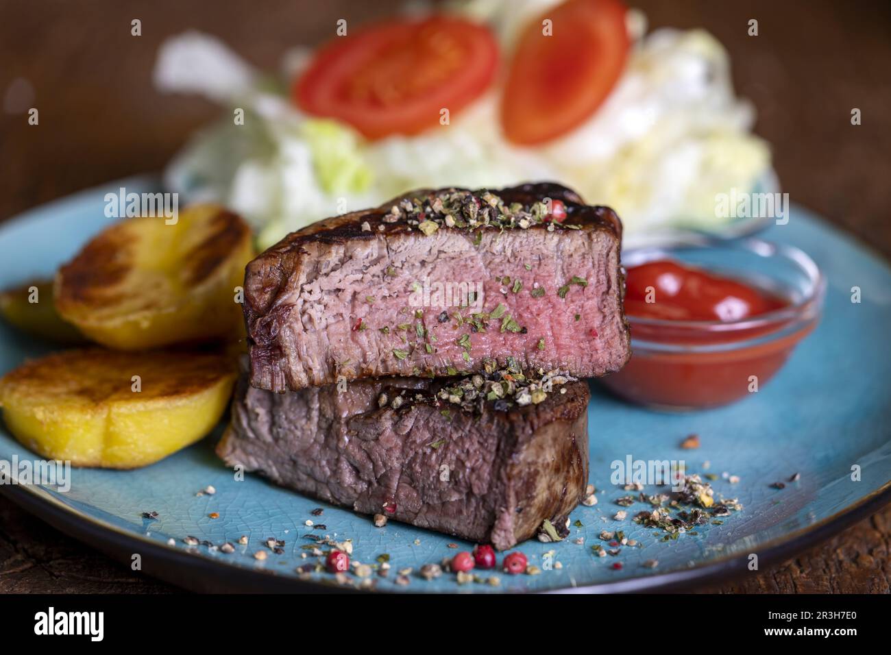 Grilled steak on a plate Stock Photo